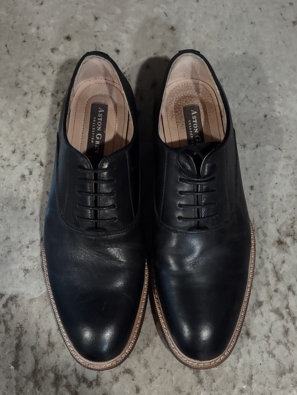 Aston Grey Black Leather Oxfords Men's 8.5